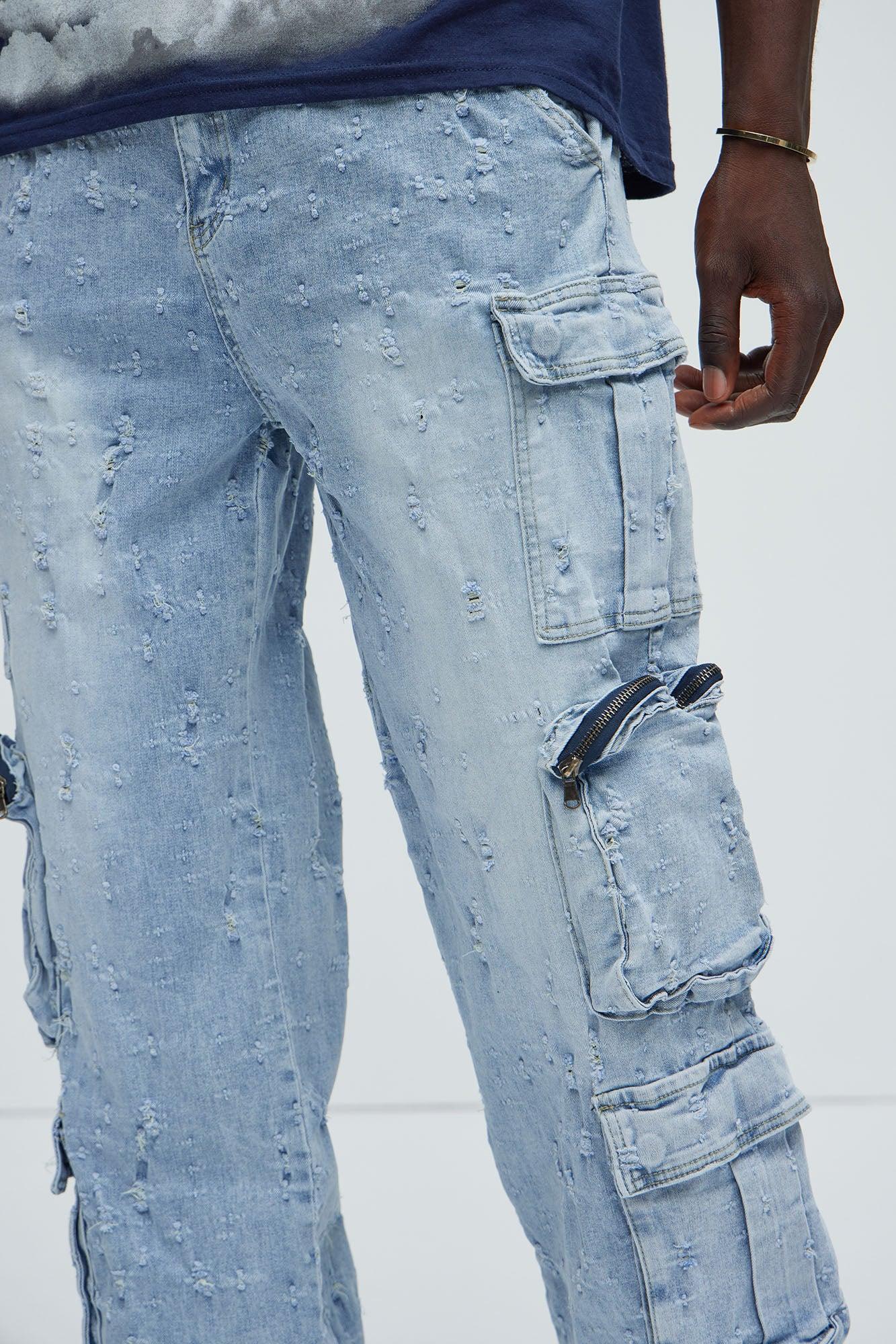 Always Distressed Cargo Straight Jeans - Medium Wash Product Image