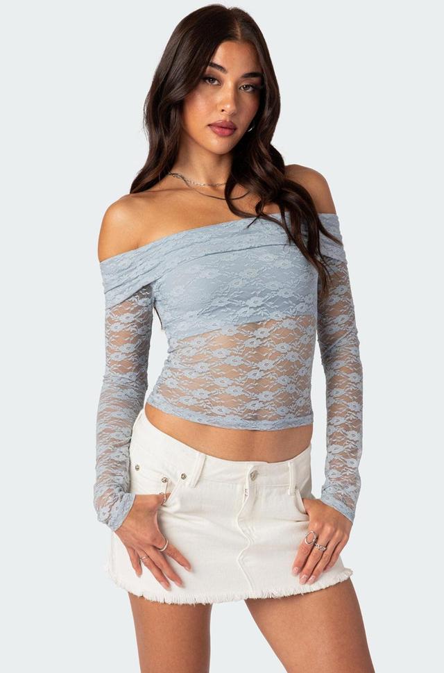 Elysia Fold Over Sheer Lace Top Product Image