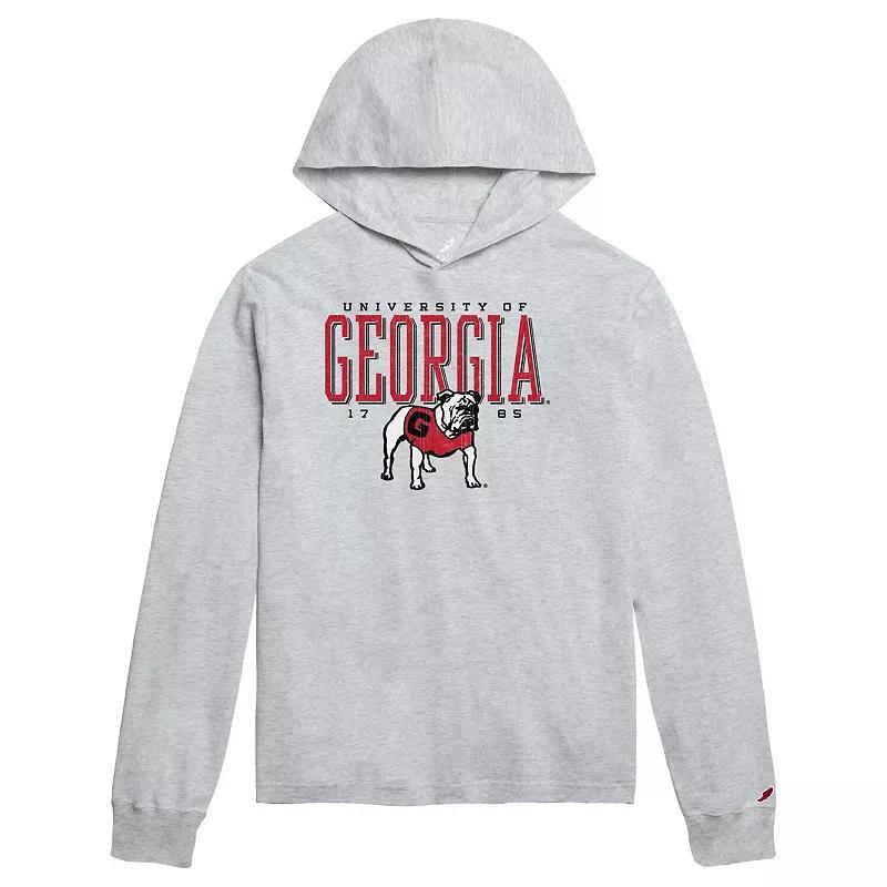 Mens League Collegiate Wear Ash Georgia Bulldogs Team Stack Tumble Long Sleeve Hooded T-Shirt Product Image