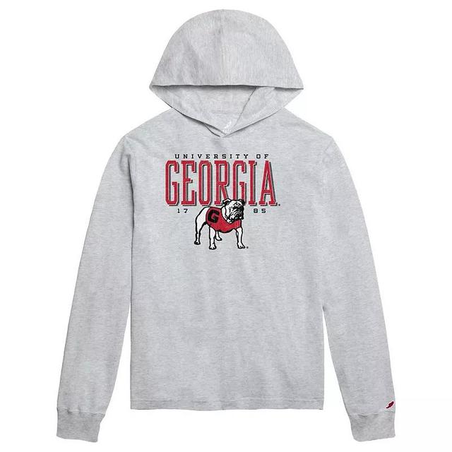 Mens League Collegiate Wear Ash Georgia Bulldogs Team Stack Tumble Long Sleeve Hooded T-Shirt Product Image