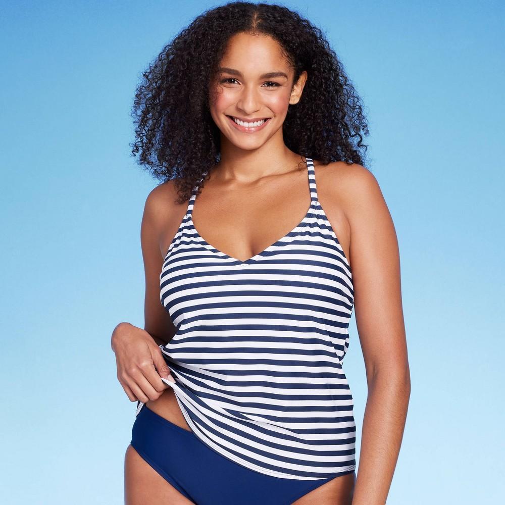 Womens Striped Racerback Tankini Top - Kona Sol Navy Product Image