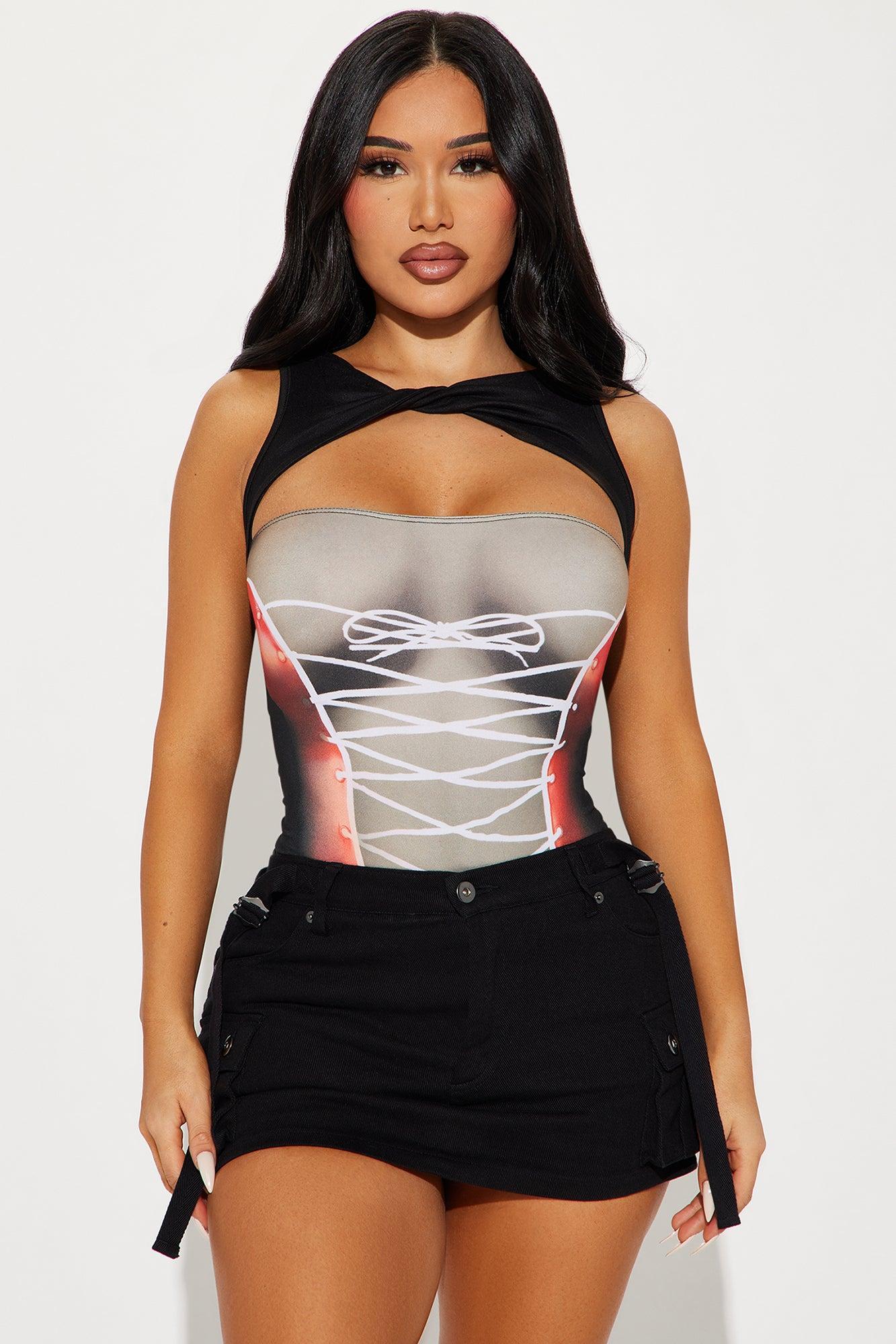 All Tied Up Bodysuit - Black/combo Product Image