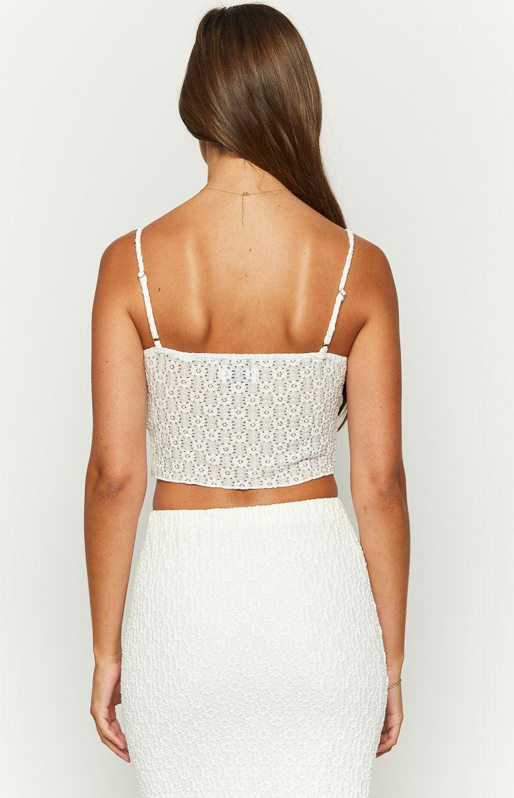 McKay White Tie Up Crop Top Product Image