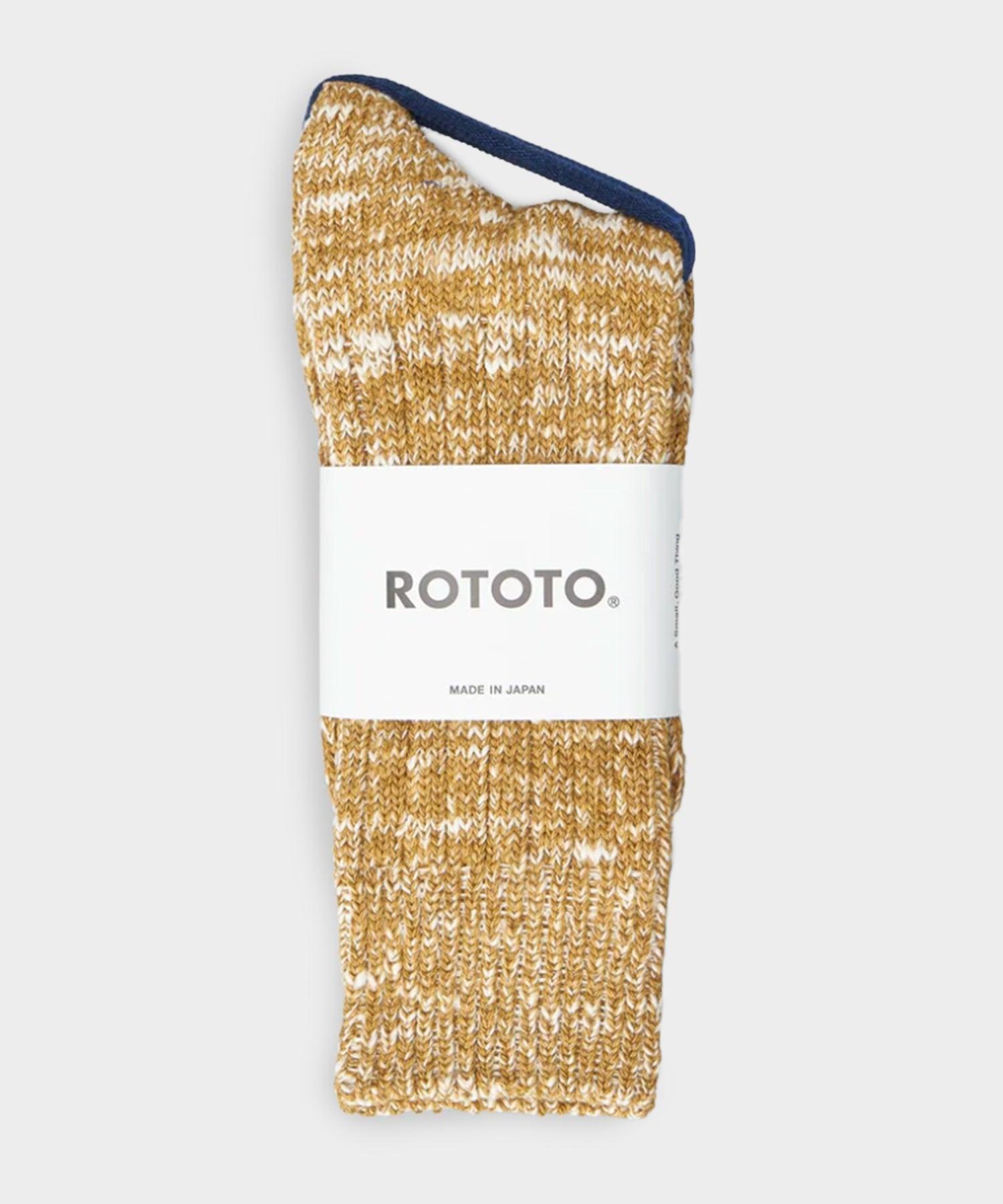 Rototo Low Gague Crew Sock in Mustard Product Image