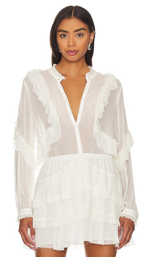 LoveShackFancy Jelena Blouse in White. Product Image