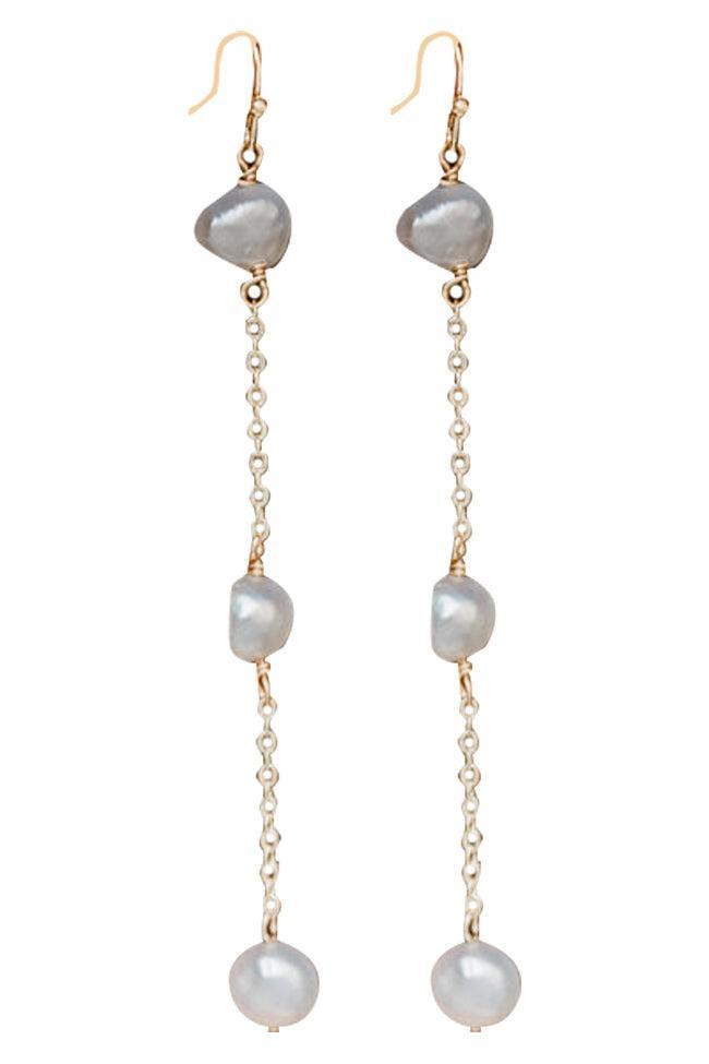 A True Muse Gold Pearl Drop Earrings FINAL SALE Product Image