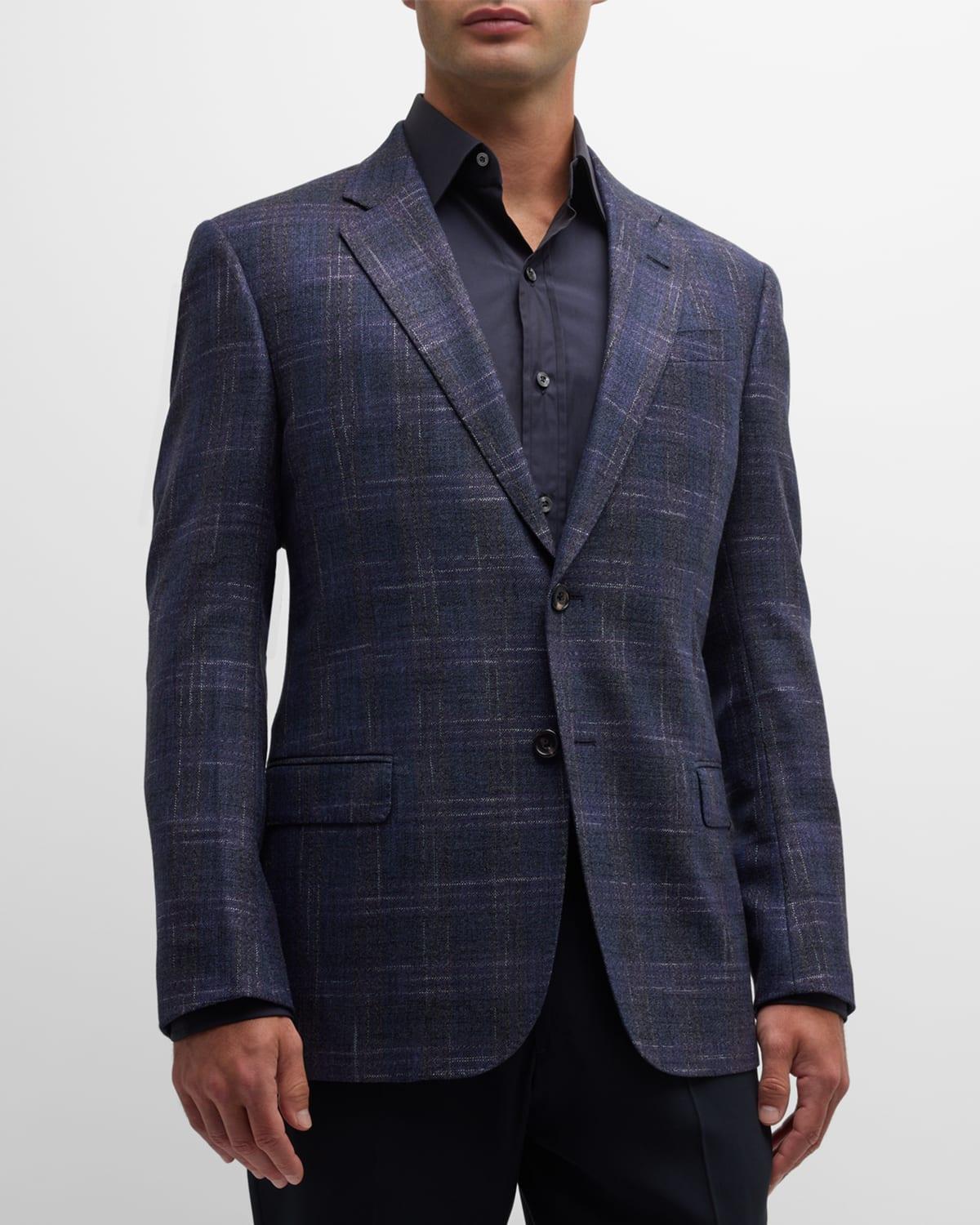 Mens Plaid Wool-Blend Dinner Jacket Product Image