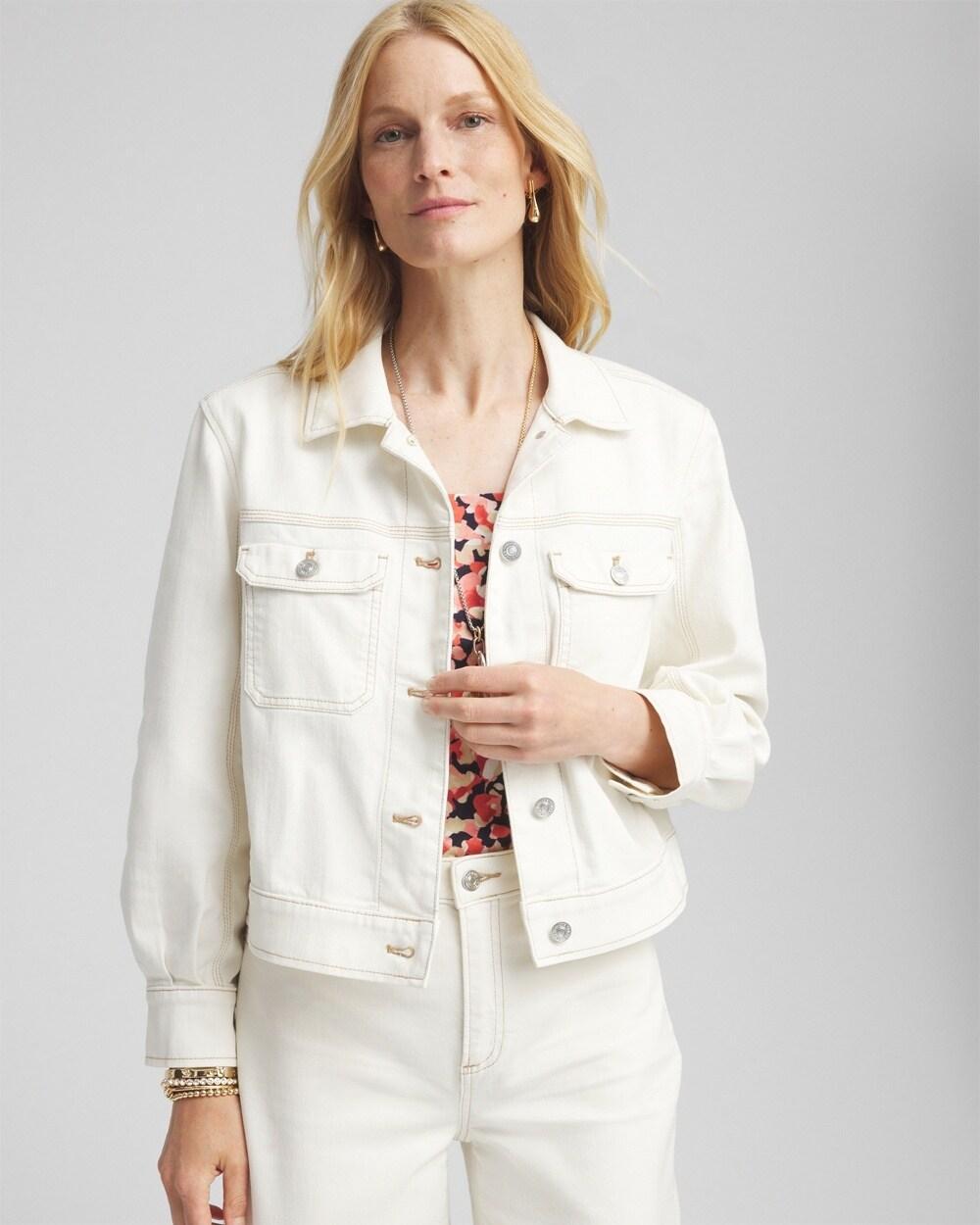 Pleat Sleeve Denim Jacket Product Image