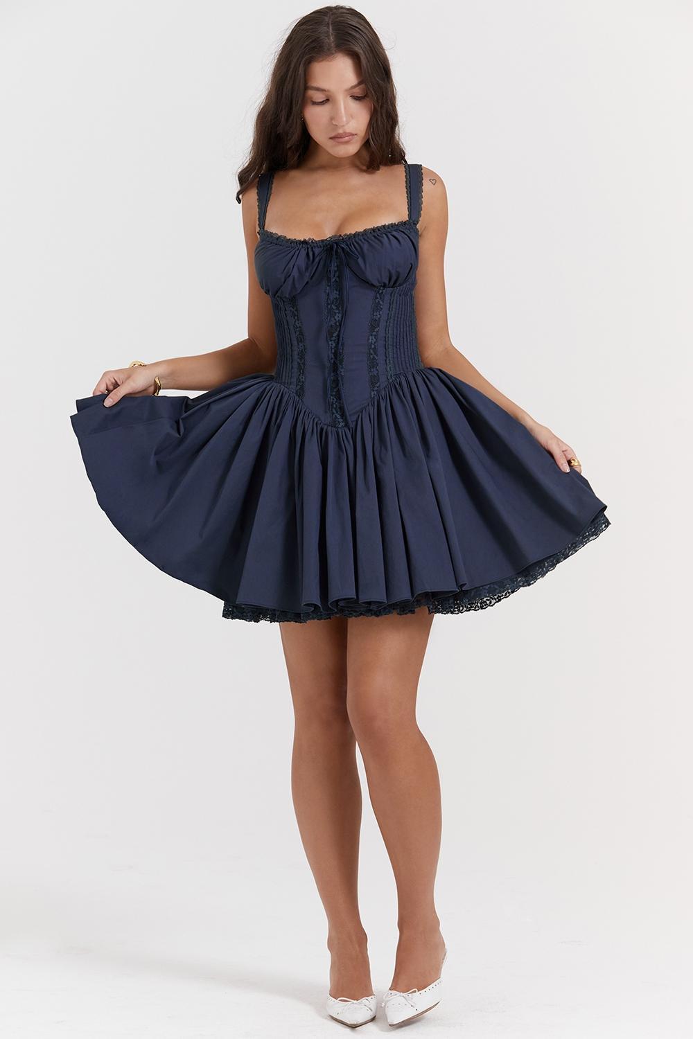 Pietra French Navy Corset Mini Dress Product Image