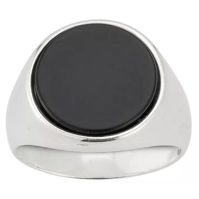 Milanesi And Co Mens Sterling Silver Onyx Oval Signet Ring Product Image