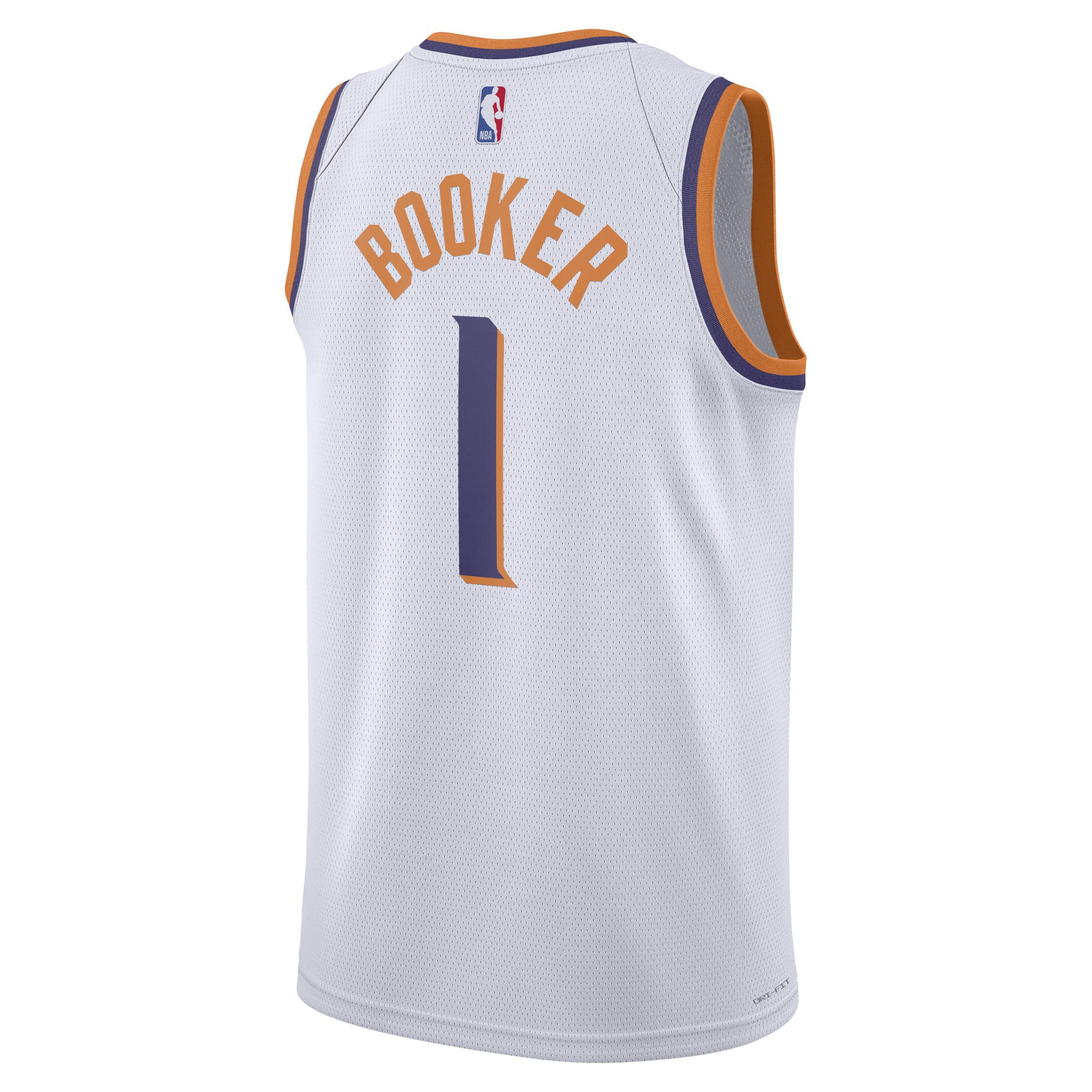 Mens and Womens Nike Devin Booker White Phoenix Suns Swingman Jersey - Association Edition - White Product Image