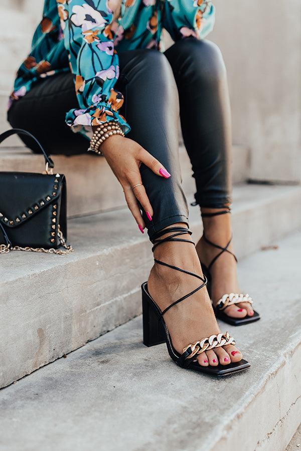 The Emilio Lace Up Heel In Black Product Image