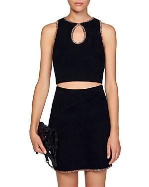 sandro Naam Diamante Accent Keyhole Crop Tank Product Image