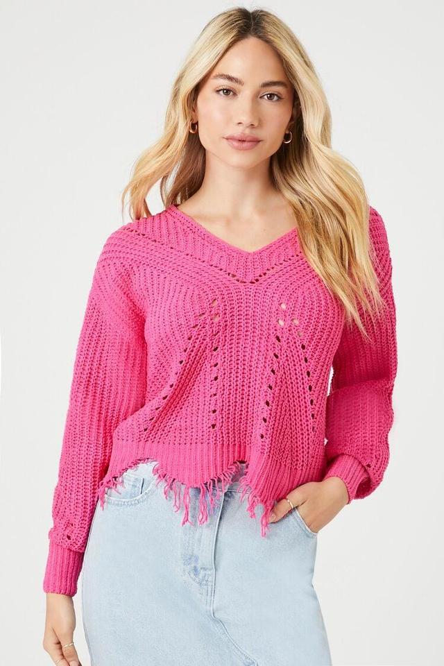 Distressed Sharkbite Cutout Sweater | Forever 21 Product Image