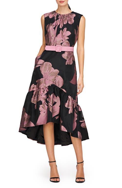 Kay Unger Beatrix Belted Floral High-Low Cocktail Dress Product Image