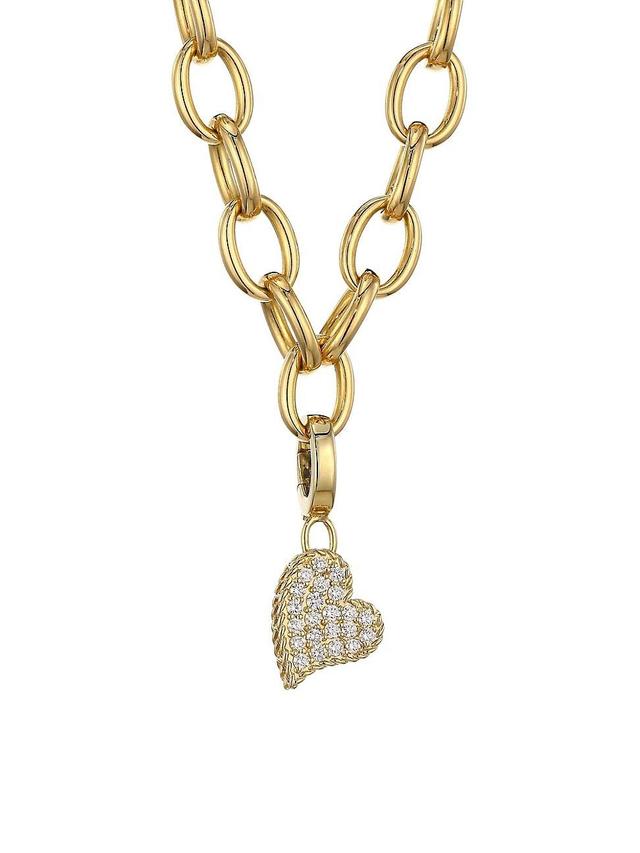 Womens Princess Charms 18K Yellow Gold & Diamond Heart Charm Product Image