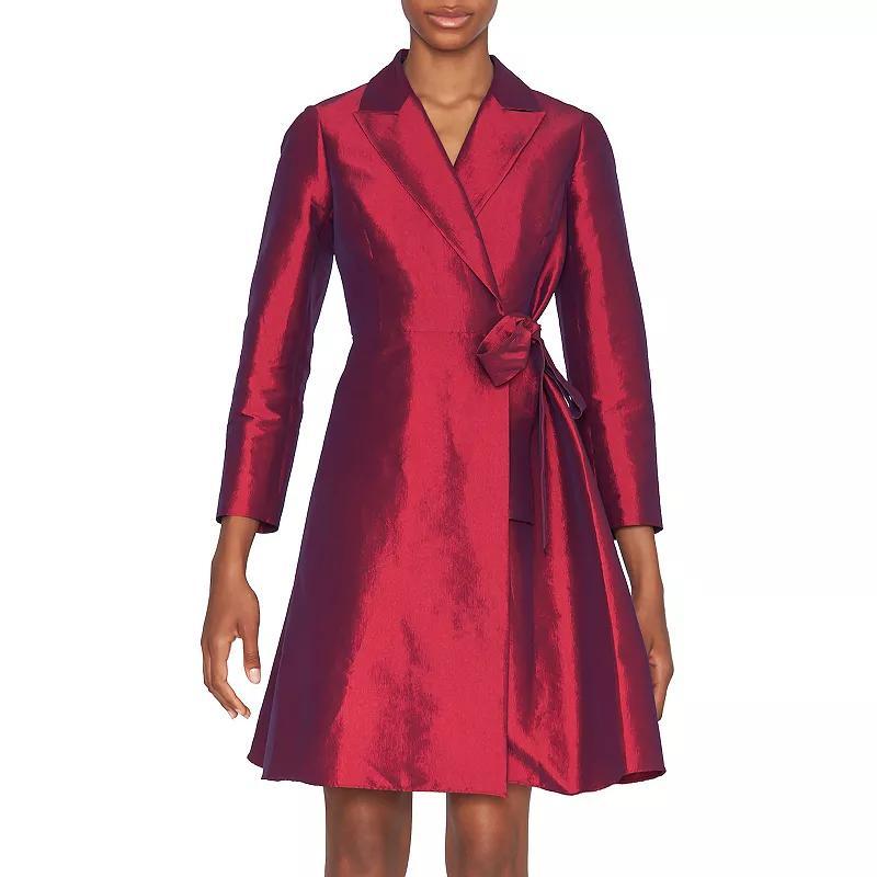 Womens Focus By Shani Dupioni Wrap Dress Red Product Image