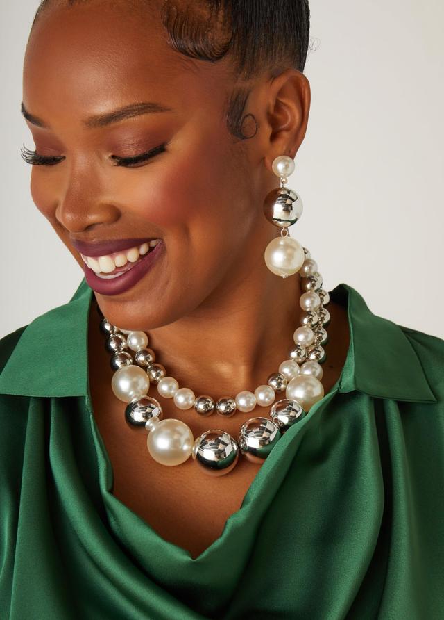 Faux Pearl And Bead Necklace Product Image