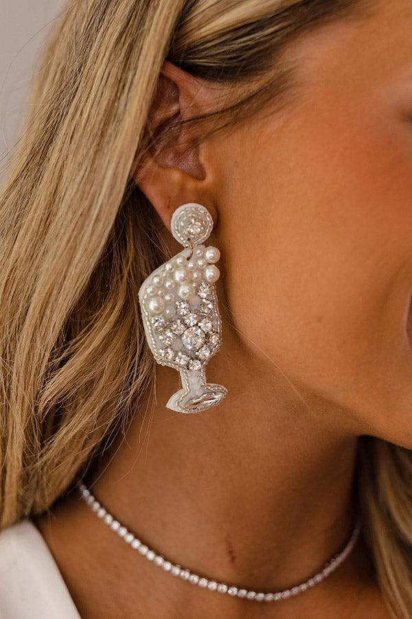 Pop The Bubbly Beaded Earrings In Silver Product Image