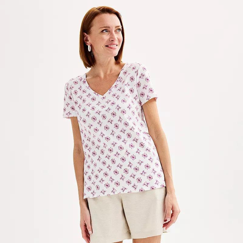 Petite Croft & Barrow Essential V-Neck Tee, Womens Product Image