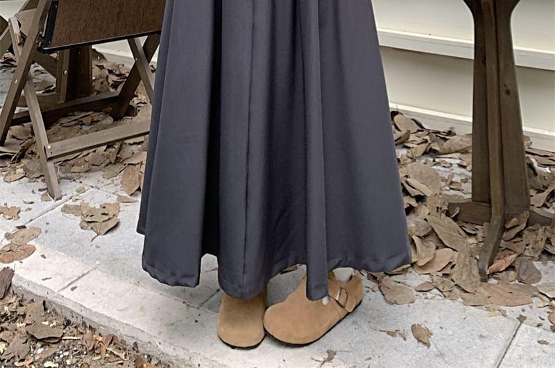 High Waist Plain Maxi A-Line Skirt Product Image