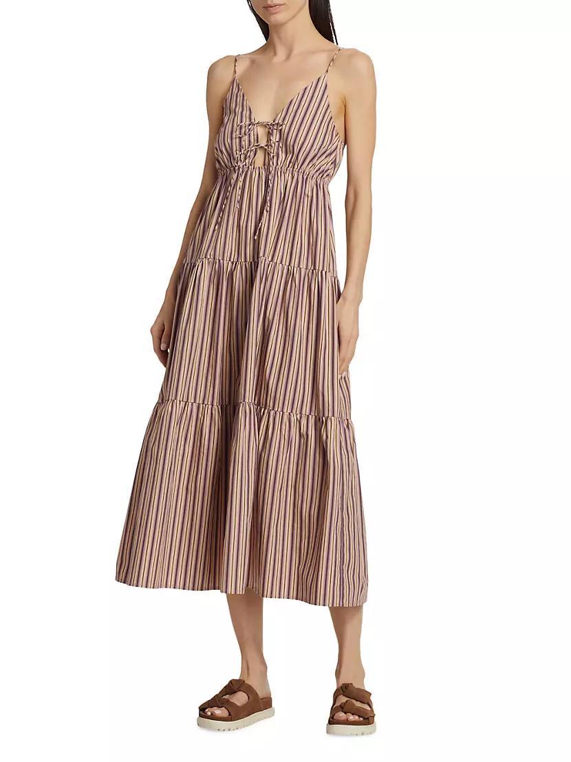 Amber Stripe Tiered Midi-Dress Product Image