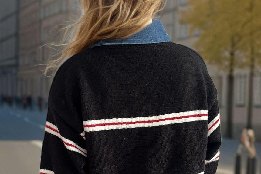 Crew Neck Striped Sweater Product Image