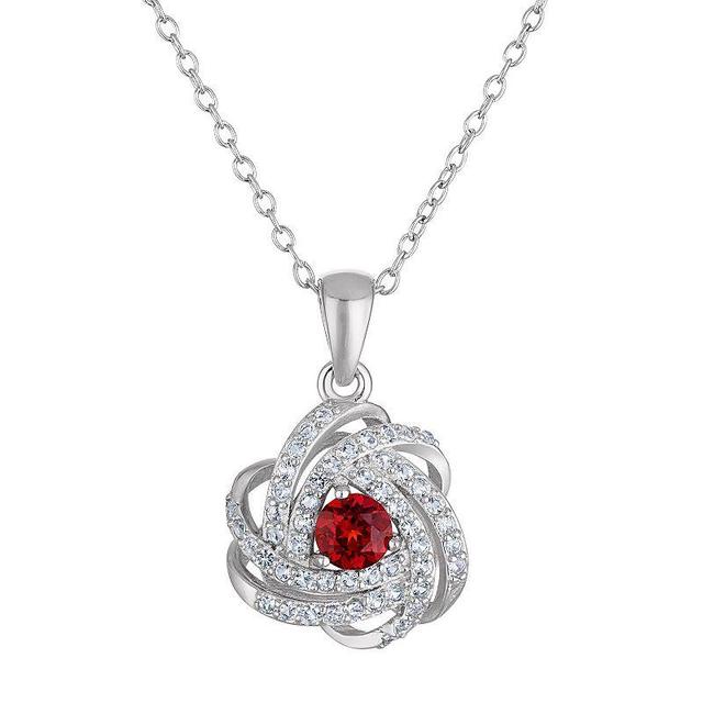 Designs by Gioelli Sterling Silver Gemstone Love Knot Pendant Necklace, Womens, Cr White Product Image