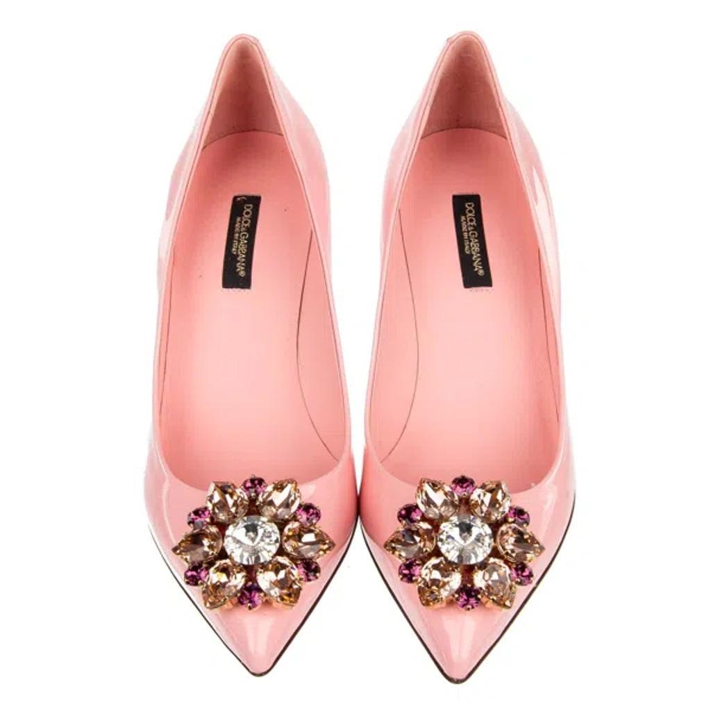 DOLCE & GABBANA Pink Patent Leather Crystal Heels Pump Shoes Product Image