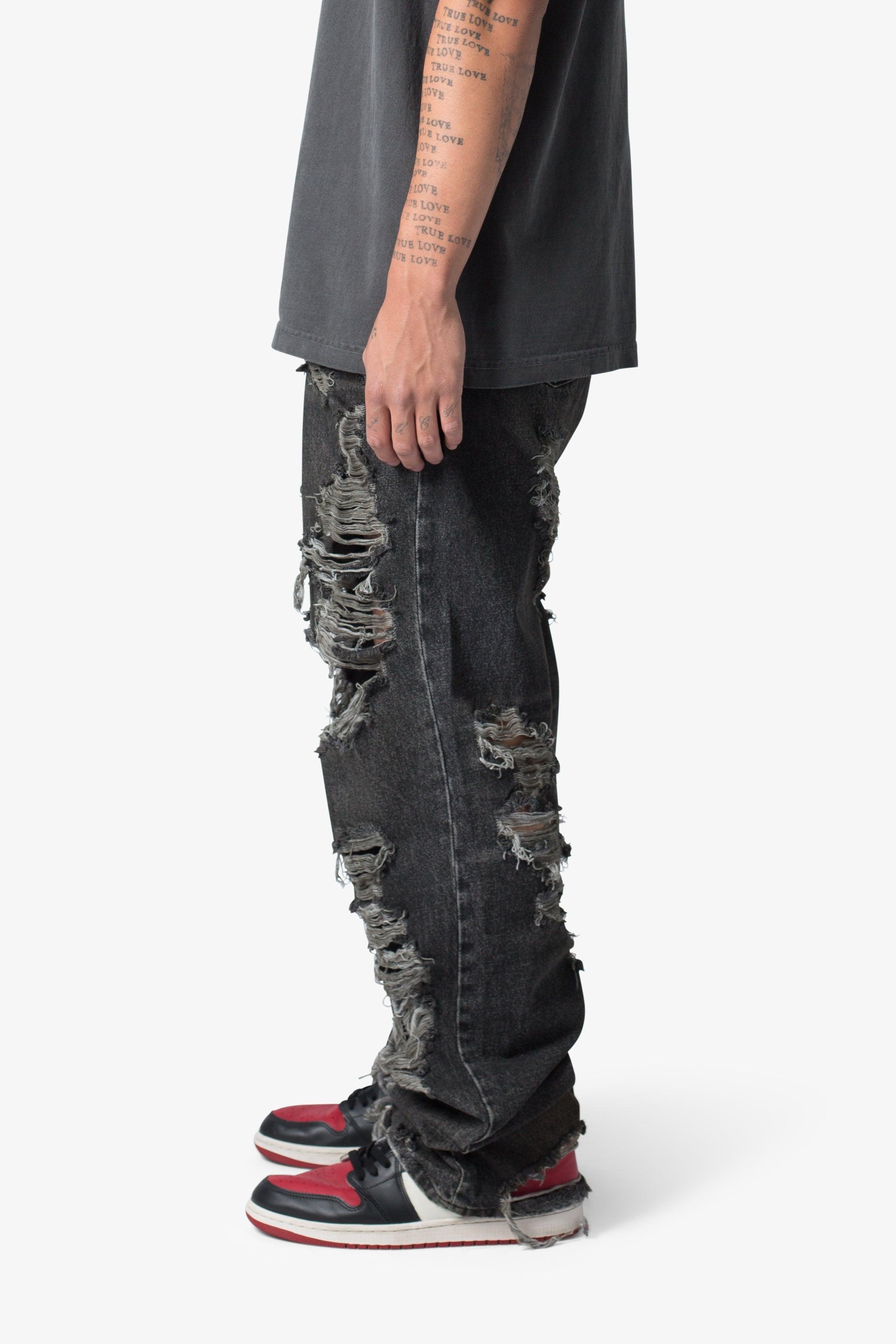 Ultra Baggy Decimated Denim - Black Product Image