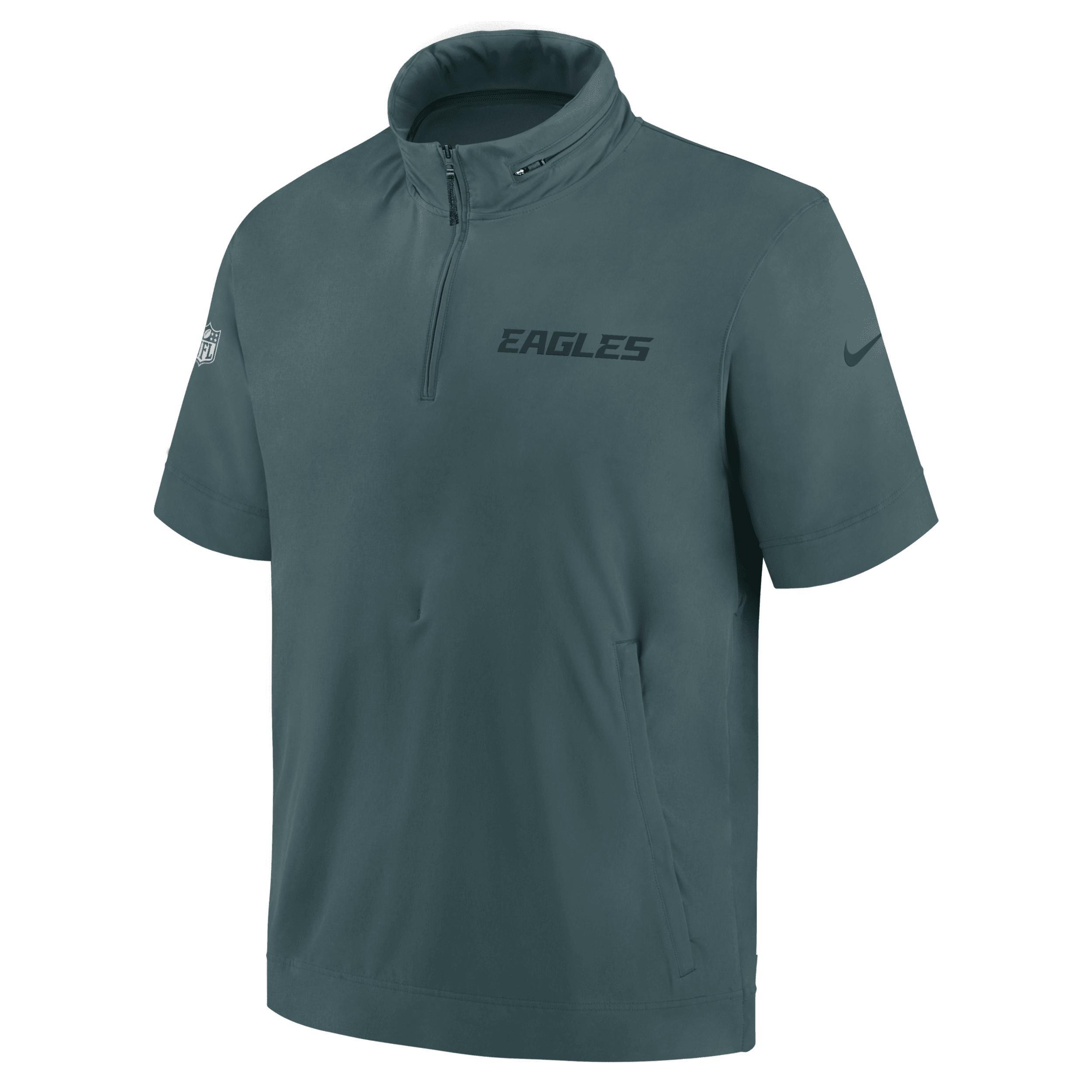 Detroit Lions Sideline Coach Nike Men's NFL 1/2-Zip Short-Sleeve Hooded Jacket Product Image