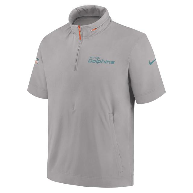 Miami Dolphins Sideline Coach Nike Men's NFL 1/2-Zip Short-Sleeve Hooded Jacket Product Image