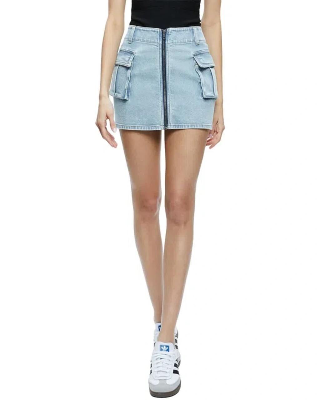 ALICE AND OLIVIA Rahmi Cargo Mini Skirt In Blue Product Image