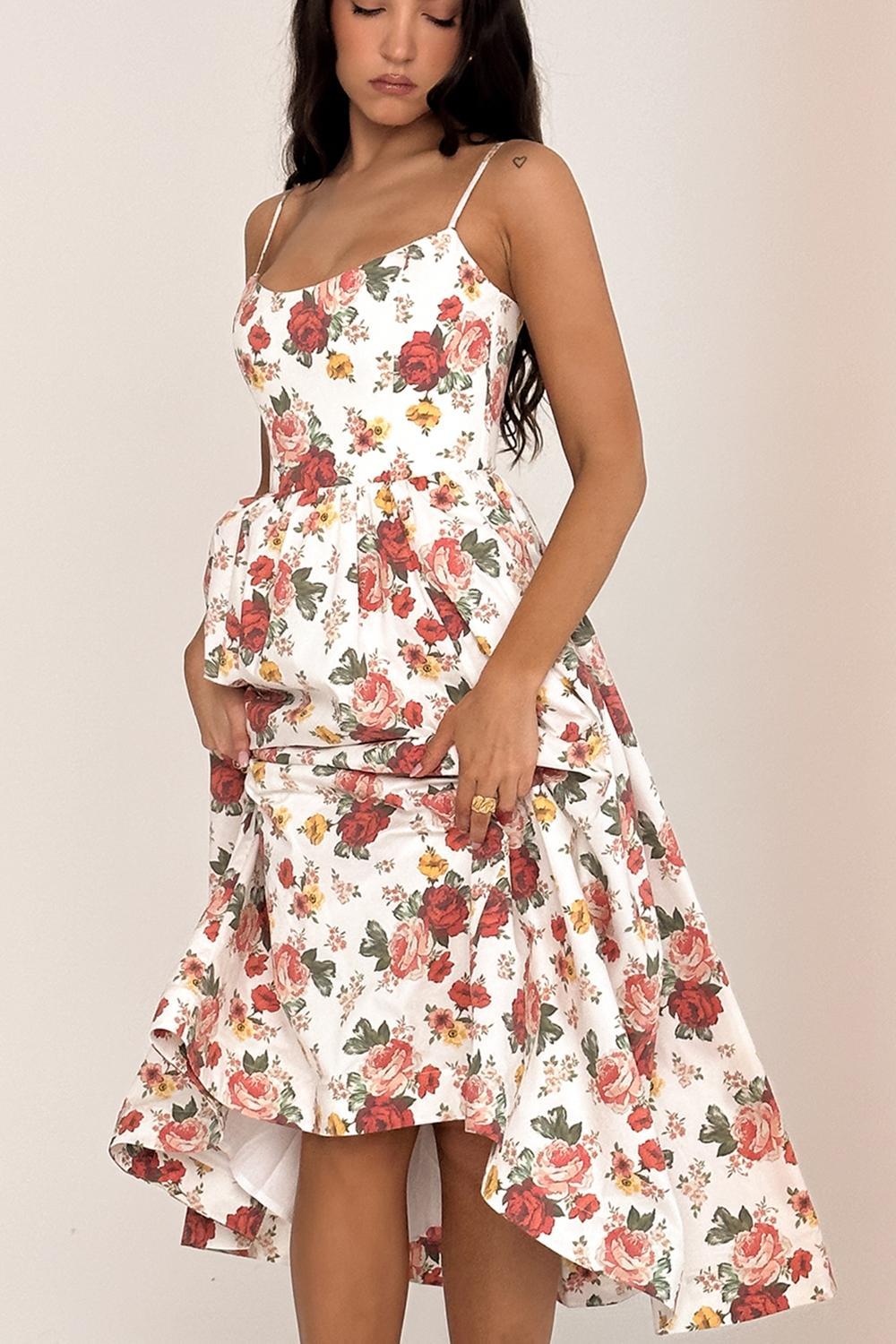 Lolita Italian Rose Print Cotton Corset Sundress Product Image