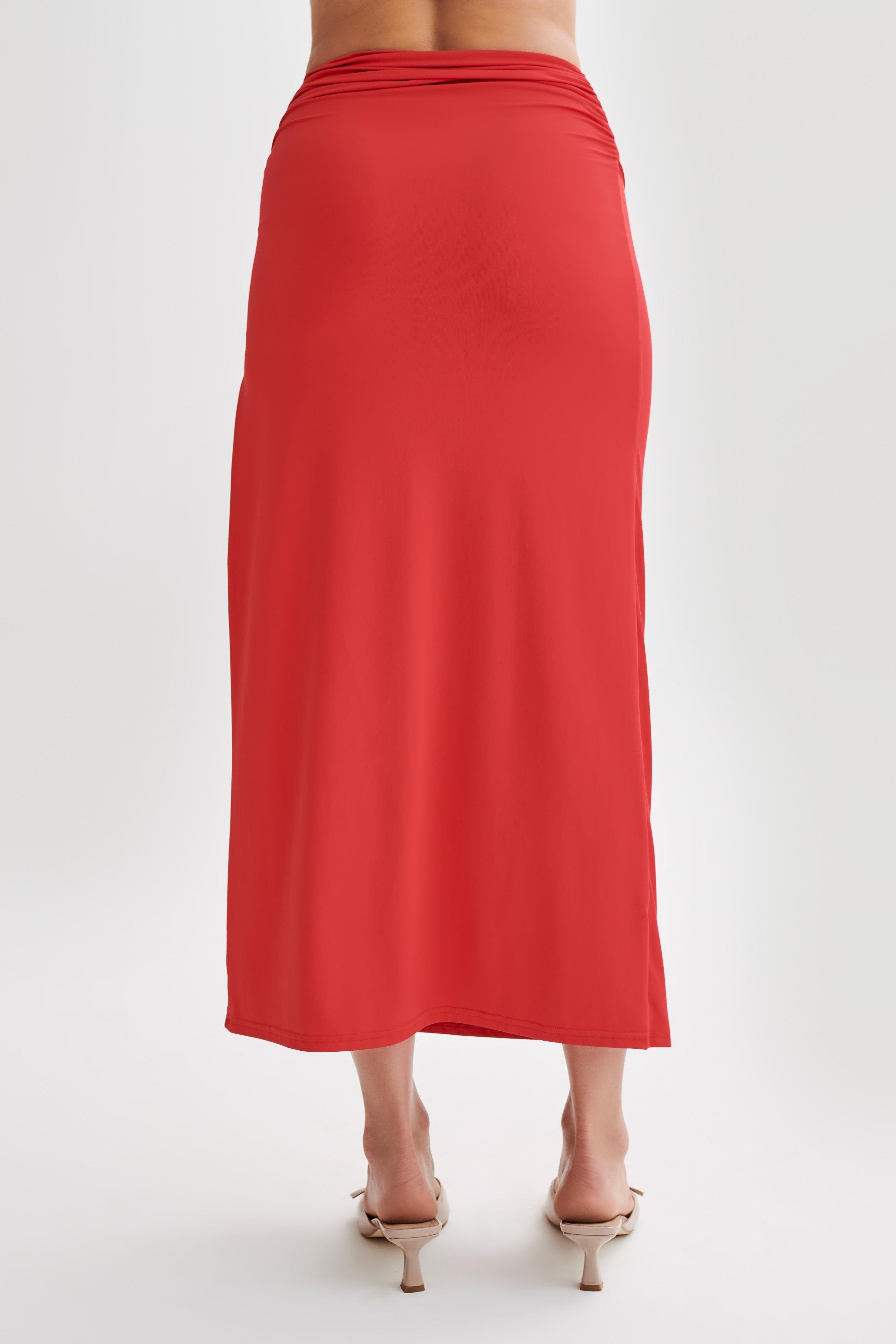 Emma Recycled Nylon Maxi Skirt - Red Product Image