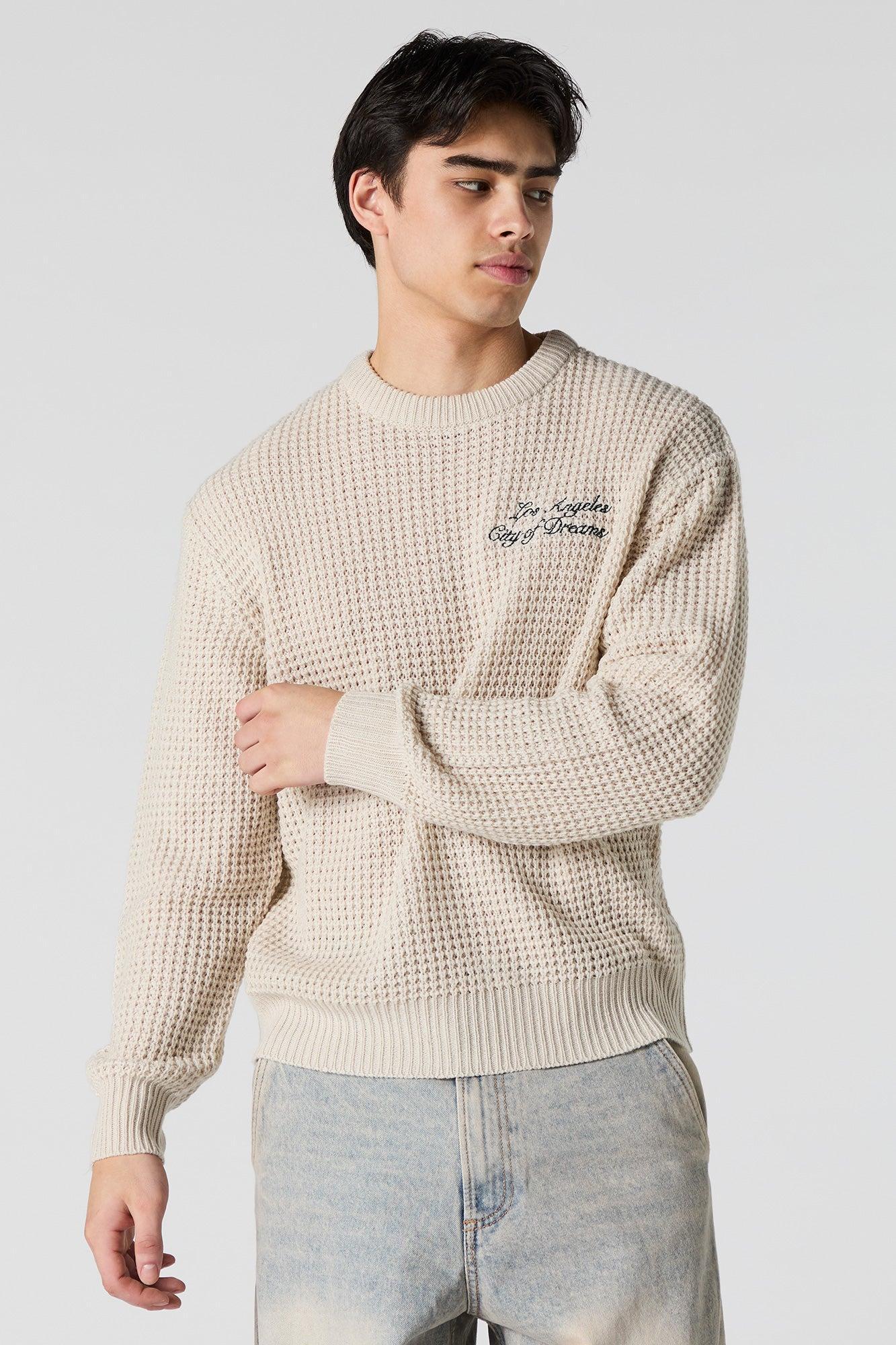 Los Angeles Embroidered Waffle Knit Sweater Male Product Image