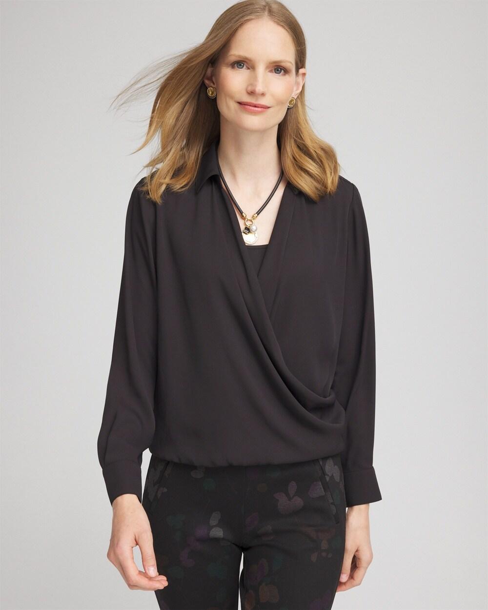 Women's Surplice Bubble Hem Shirt Product Image