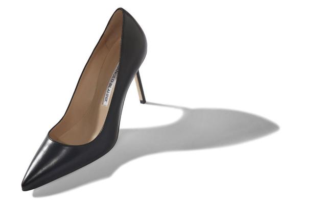 BB CALF 90 Black Calf Leather Pointed Toe Pumps Product Image