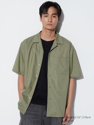 Open Collar Short-Sleeve Shirt Olive Large UNIQLO US Product Image