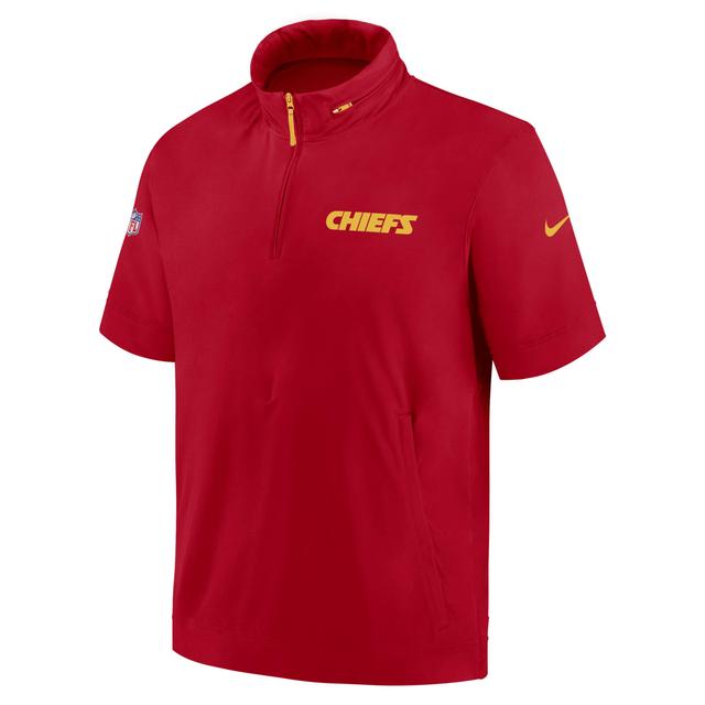 Kansas City Chiefs Sideline Coach Nike Men's NFL 1/2-Zip Short-Sleeve Hooded Jacket Product Image