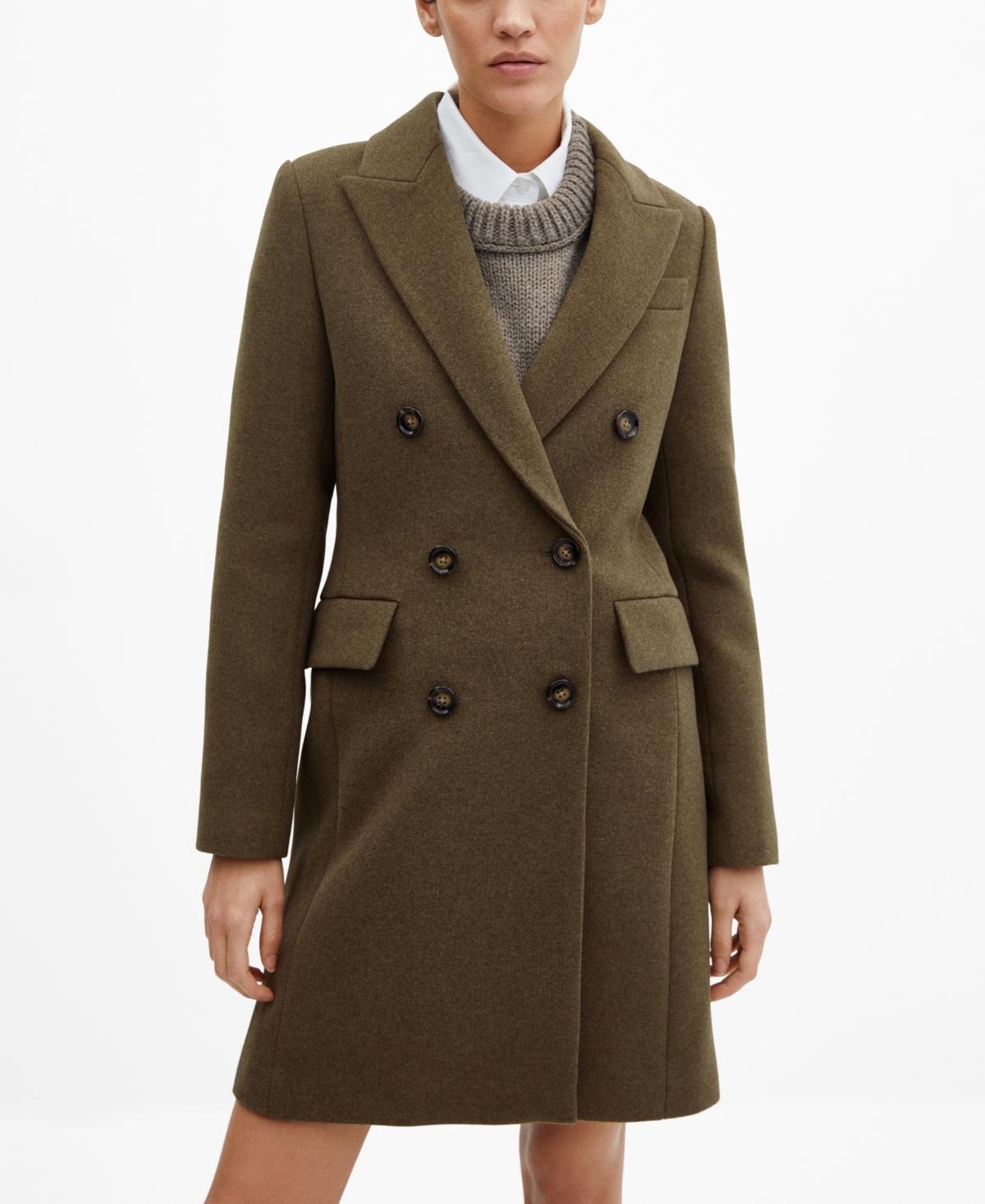 Mango Womens Wool Double-Breasted Coat Product Image