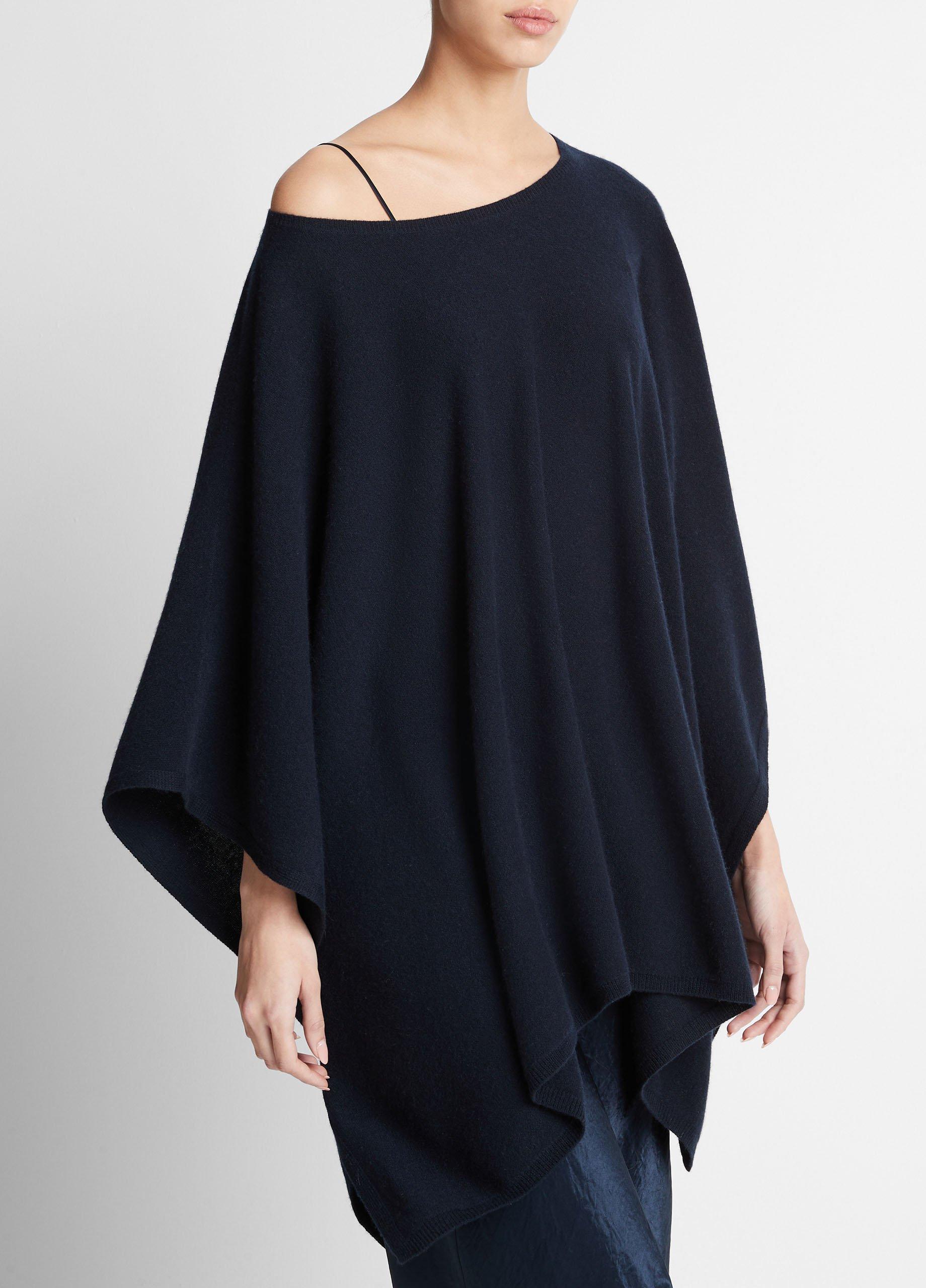 Reverse-Jersey Cashmere Boat-Neck Poncho Product Image