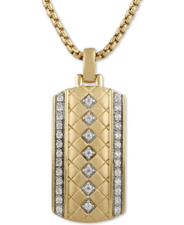 Mens Diamond Dog Tag 22 Pendant Necklace (1/3 ct. t.w.) in 18k Gold-Plated Sterling Silver Product Image