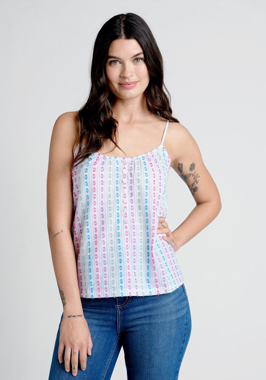 Can't Stop Giggling Embroidered Tie-Back Camisole Product Image