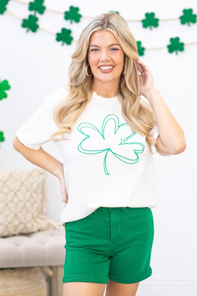 Ivory Blessed Clover Graphic Tee Product Image