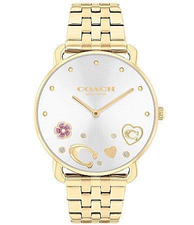 COACH Womens Heart and Crystal Embellished Elliot Quartz Analog Gold Tone Stainless Steel Bracelet Watch Product Image