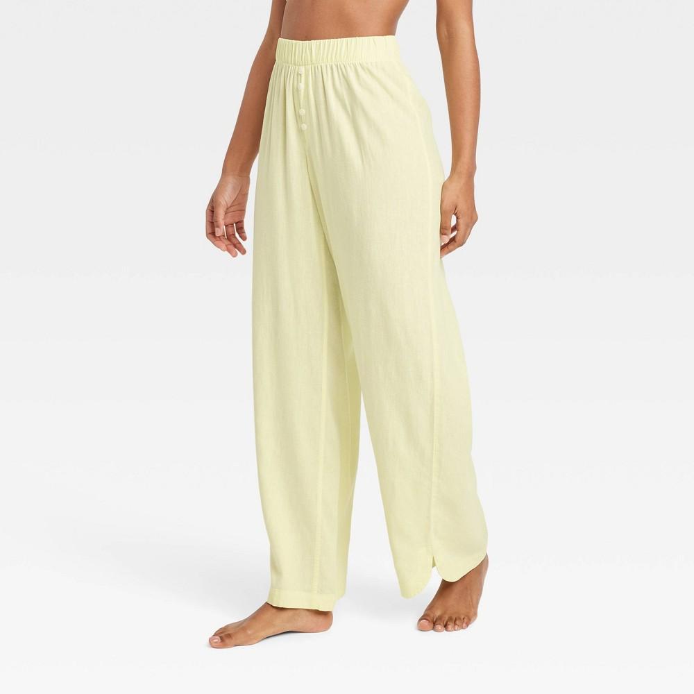 Womens Linen Blend Pajama Pants - Stars Above Yellow Product Image