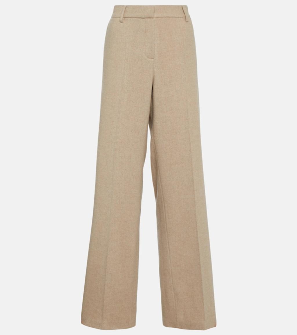 MAGDA BUTRYM Mid-rise Cashmere Wide-leg Pants In Beige Product Image