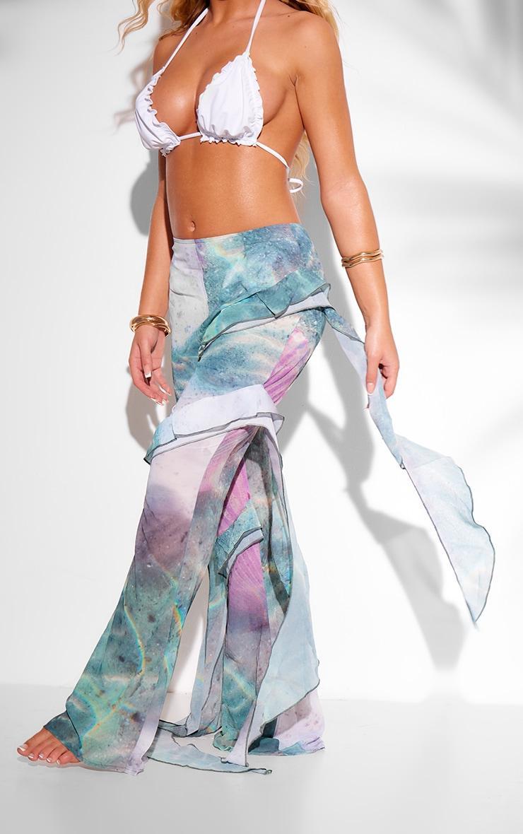 Multi Water Print Frill Beach Pants Product Image