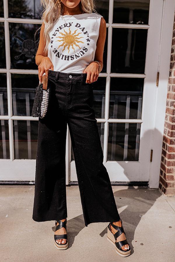 The Adriana High Waist Wide Leg Jean in Black Product Image